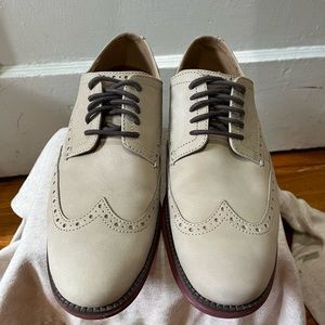 Cole Haan Men’s Suede Wing Tip Oxford Shoes (Beige / Cream) - Size 9